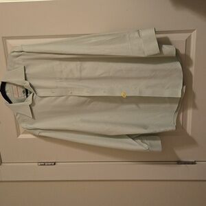 Light Green Dress Shirt 16.5/35 100% No Iron Cotton Cloth From Italy